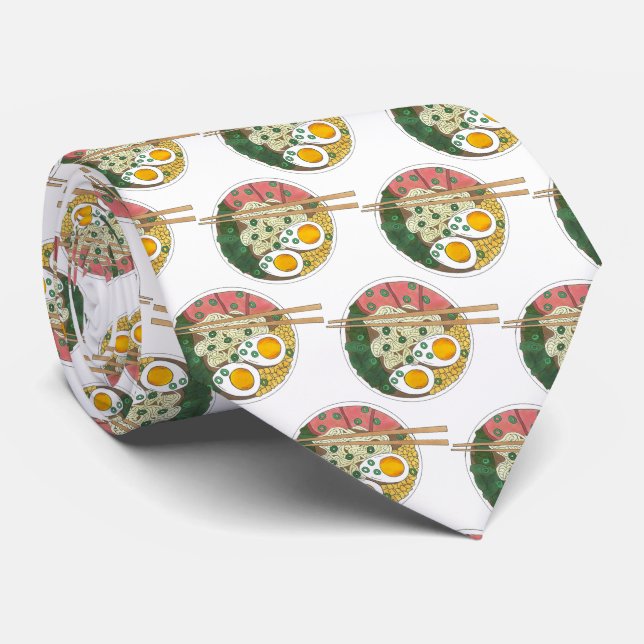 Ramen Noodles Bowl Japanese Food Restaurant Foodie Tie (Rolled)