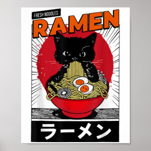Ramen Noodles Cat Y2k Retro Anime Cat _1  Poster