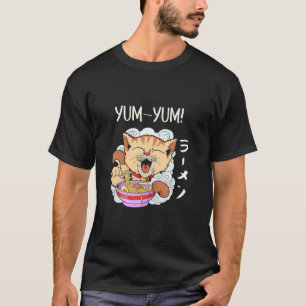 Ramen Noodles Cute Kawaii Cat Eating Ramen Noodle  T-Shirt