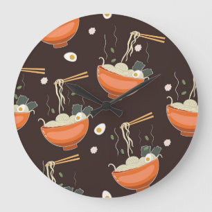 Ramen Noodles: Vintage Graphics Large Clock