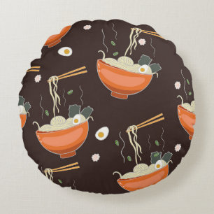 Ramen Noodles: Vintage Graphics Round Cushion
