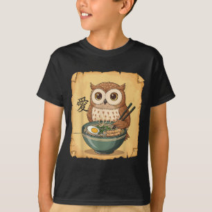 Ramen Owl Noodle Kawaii Lover Japanese Funny Graph T-Shirt
