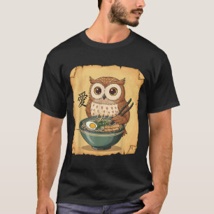 Ramen Owl Noodle Kawaii Lover Japanese Funny Graph T-Shirt