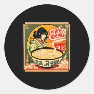 Ramen Retro Sushi Vintage Anime Style Japanese  Classic Round Sticker