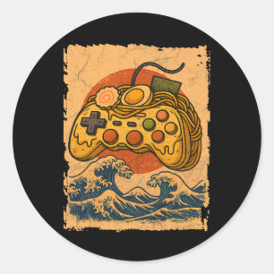 Ramen Video Game Controller  Classic Round Sticker