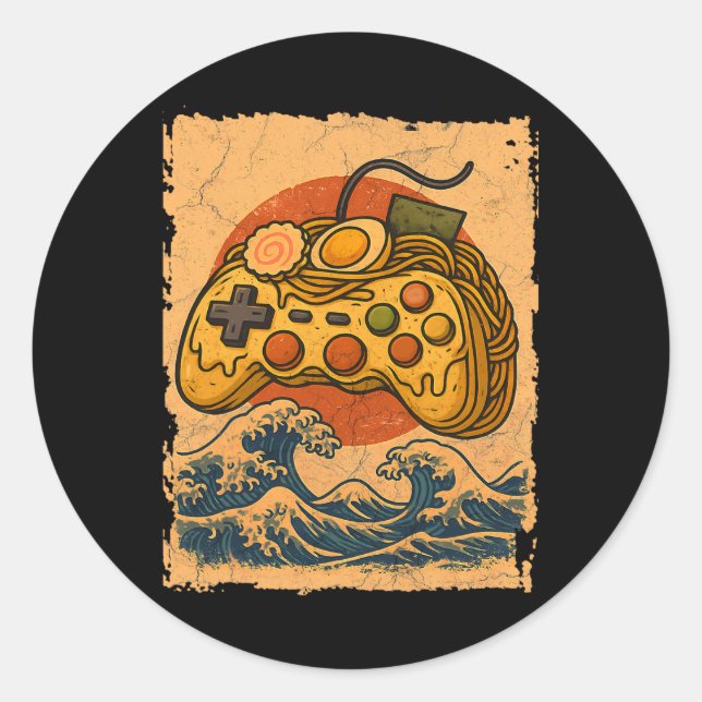 Ramen Video Game Controller  Classic Round Sticker (Front)