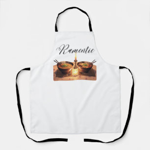 “Ramentic” Cute Ramen Date Design Funny Food Pun Apron