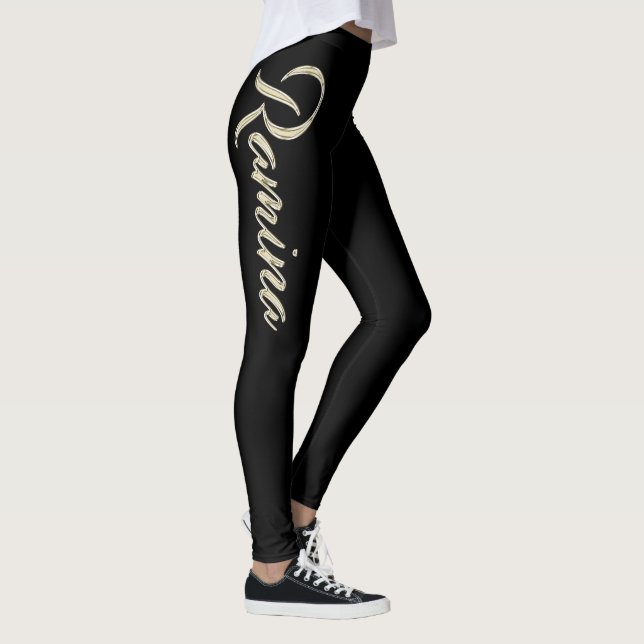 Ramina white gold Handwriting trousers Leggings (Right)