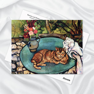 Raminou Cat Vase Carnations Suzanne Valadon Postcard