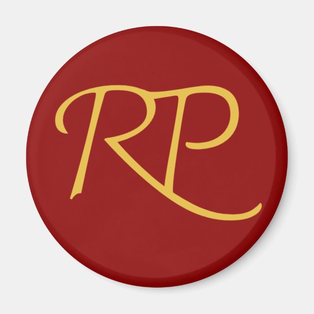 RAMO & PAUL logo red gold round Magnet (Front)