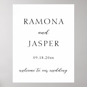 Ramona Black and White Minimal Elegant Wedding Poster