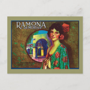 Ramona Memories Vintage Label Postcard