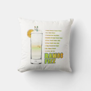 Ramos Gin Fizz Cocktail Recipe Art Cushion
