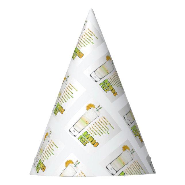 Ramos Gin Fizz Cocktail Recipe Art Party Hat (Front)