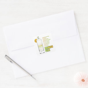 Ramos Gin Fizz Cocktail Recipe Art Square Sticker