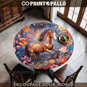 Rampant brown colt in flowers tissue paper