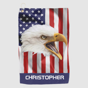 Rampant Eagle, The American Flag, Patriotic Golf Towel