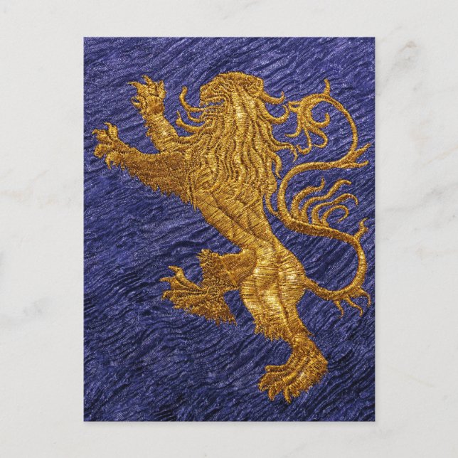 Rampant Lion - gold on blue Postcard (Front)