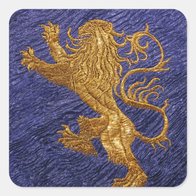 Rampant Lion - gold on blue Square Sticker (Front)