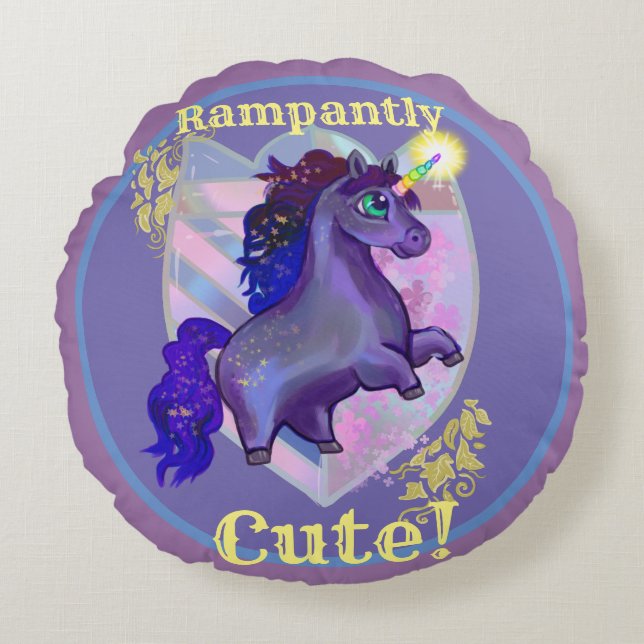 Rampantly Cute Unicorn Round Cushion (Front)