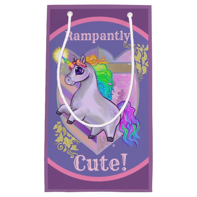 Rampantly Cute Unicorn Small Gift Bag (Front)