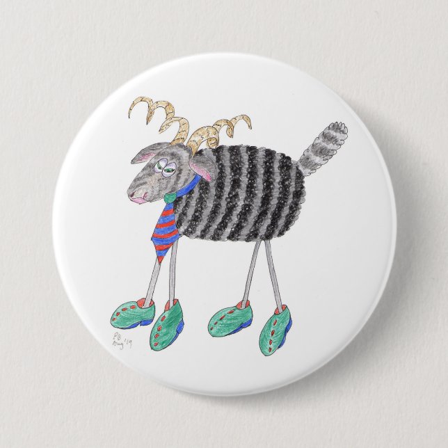 Ram's Head / Posh Sheep 7.5 Cm Round Badge (Front)