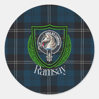 Ramsay Scottish Clan Tartan & Crest Classic Round Sticker