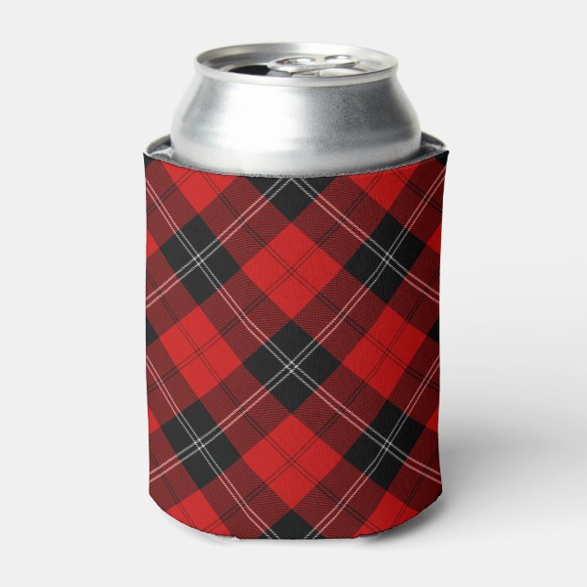 Ramsay tartan red black plaid can cooler (Can Front)