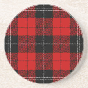 Ramsay tartan red black plaid coaster