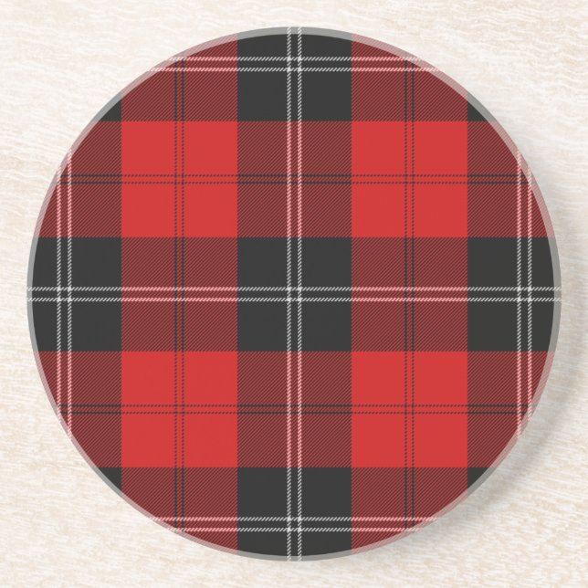 Ramsay tartan red black plaid coaster (Front)