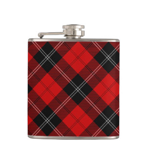 Ramsay tartan red black plaid hip flask