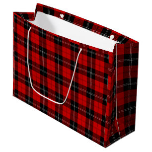 Ramsay tartan red black plaid large gift bag