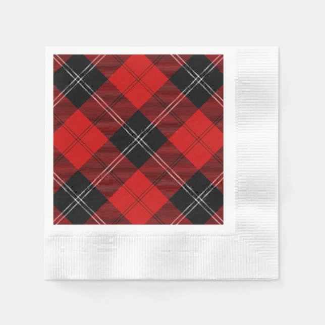 Ramsay tartan red black plaid napkin (Front)