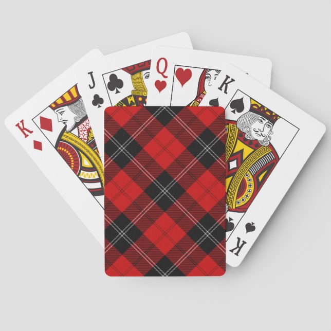 Ramsay tartan red black plaid playing cards (Back)