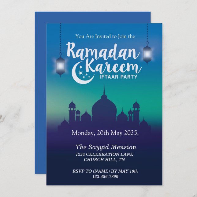 Ramzan Kareem Iftar Party Invitation (Front/Back)