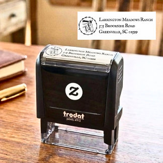 Ranch Business with Barbed Wire Horse Logo Self-inking Stamp