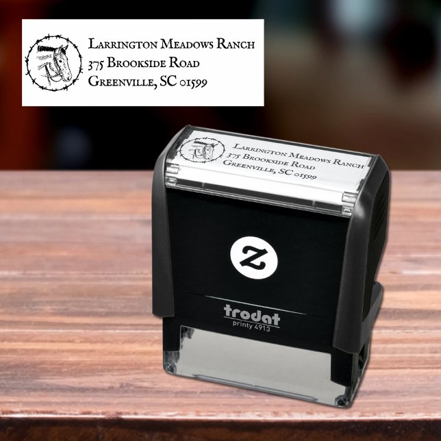 Ranch Business with Barbed Wire Horse Logo Self-inking Stamp (Creator Uploaded)