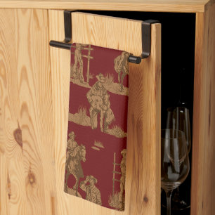 Ranch Cowboys Horse Calf Fence Tea Towel