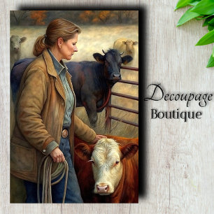 Ranch Woman Cattle Decoupage Tissue Paper