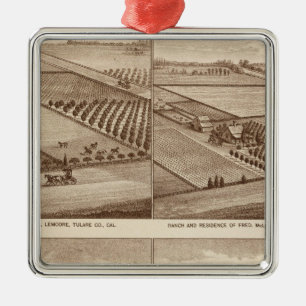 Ranches, Tulare Co, Cal 2 Metal Tree Decoration