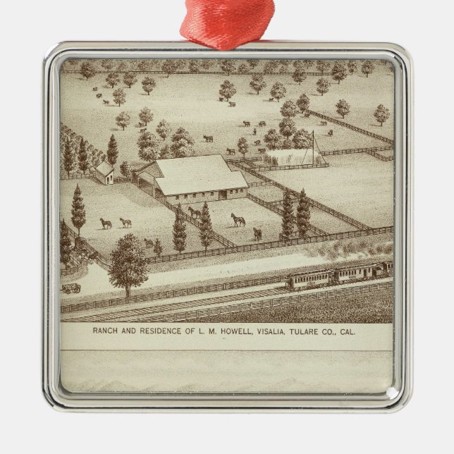 Ranches, Visalia, Cal Metal Tree Decoration (Front)