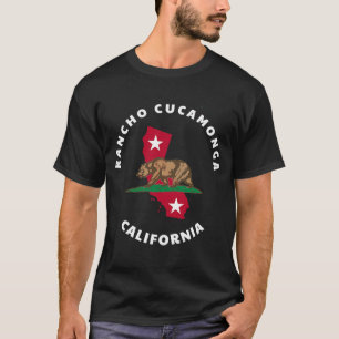 Rancho Cucamonga California CA Flag and Bear Badge T-Shirt