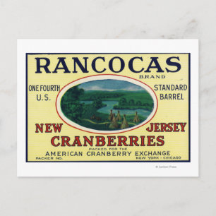 Rancocas Brand Cranberry Label Postcard