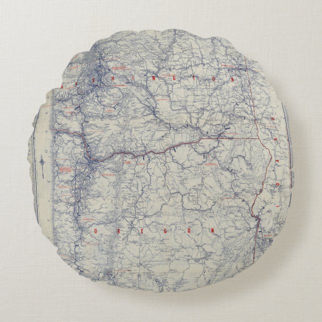Rand McNally Official 1925 Auto Trails Map Round Cushion (Front)