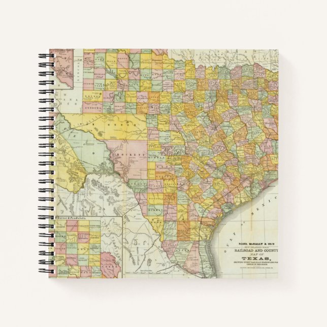 Rand McNally Railroad And County Map Of Texas Notebook (Front)