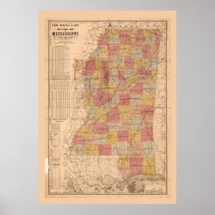 Rand, McNally sectional map of Mississippi (1892) Poster