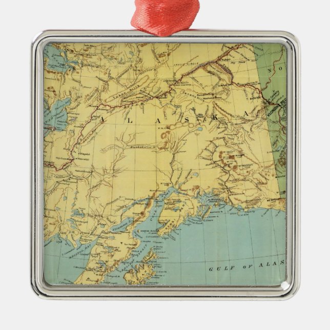 Rand McNally's Map Of Alaska Metal Tree Decoration (Front)