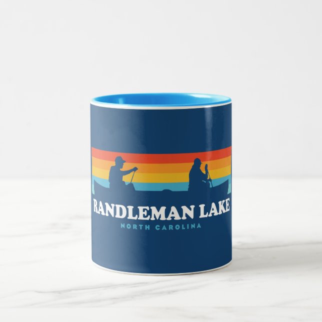 Randleman Lake North Carolina Canoe Two-Tone Coffee Mug (Center)