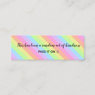 Random Act of Kindness Rainbow Pastel Stripes Mini Business Card