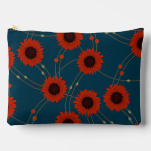 Random Art Nouveau Sunflowers Retro Floral Red Accessory Pouch